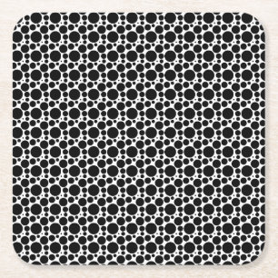 Porta-copo De Papel Quadrado Círculos e Pontos em 7 Tamanhos: Preto e Branco Re