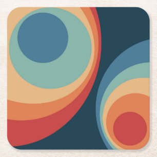 Porta-copo De Papel Quadrado Círculos retrorreflectores coloridos design