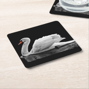Porta-copo De Papel Quadrado Cisne branca no lago
