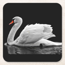 Porta-copo De Papel Quadrado Cisne branca no lago