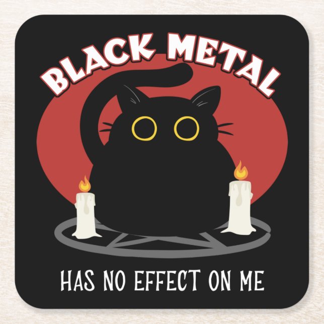 Porta-copo De Papel Quadrado Citação de Gatos Satânicos de Metal Negro Engraçad (Frente)