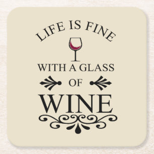 Porta-copo De Papel Quadrado Citação do vinho engraçado