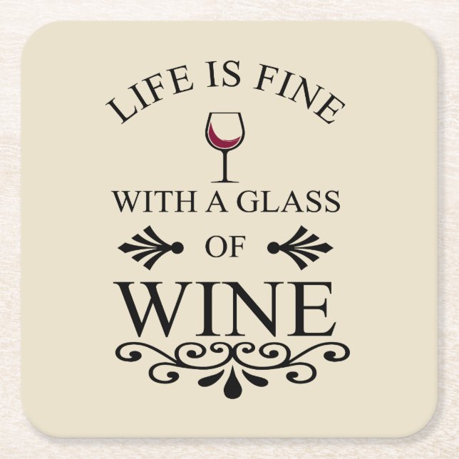 Porta-copo De Papel Quadrado Citação do vinho engraçado (Frente)