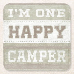 Porta-copo De Papel Quadrado Citação  Sou um Camper Feliz