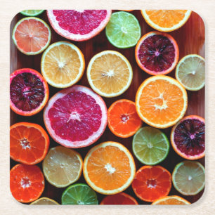 Porta-copo De Papel Quadrado Citrus Dream Lemon Limão Fruta Laranja