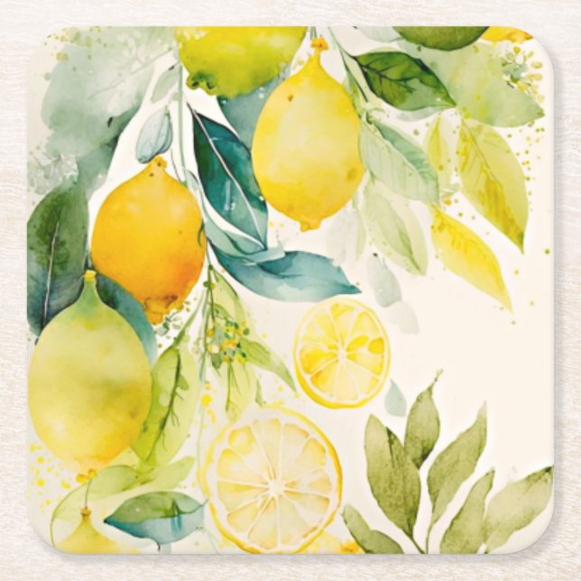 Porta-copo De Papel Quadrado Citrus greenery (Frente)