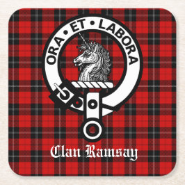 Porta-copo De Papel Quadrado Clã Escocês Ramsay Crest & Tartan Personalizável