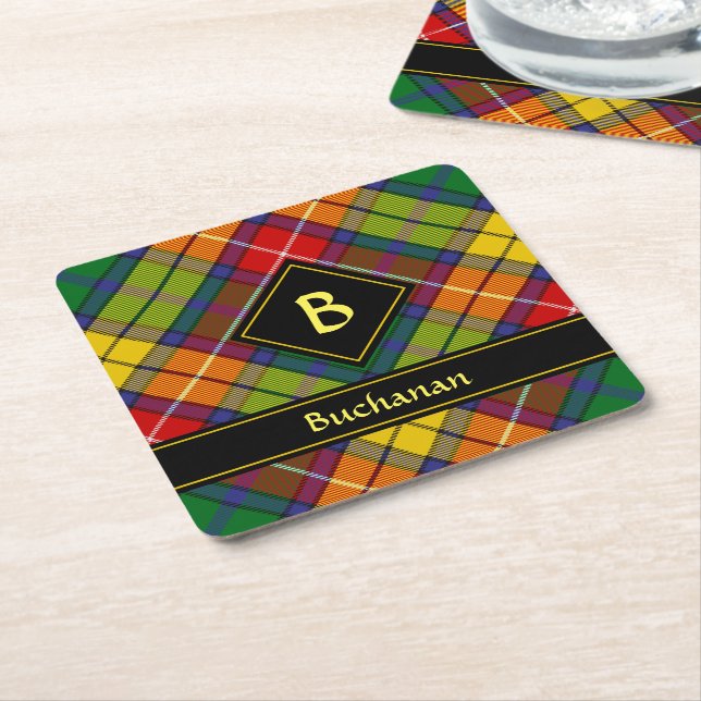 Porta-copo De Papel Quadrado Clan Buchanan Tartan (Inclinado)