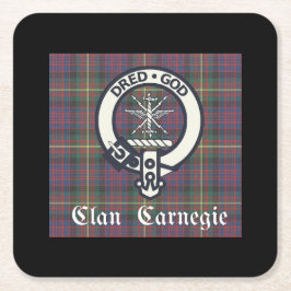 Porta-copo De Papel Quadrado Clan Carnegie Crest Tartan