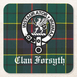 Porta-copo De Papel Quadrado Clan Forsyth Crest Crachá e Tartan