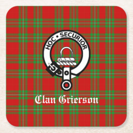 Porta-copo De Papel Quadrado Clan Grierson Crest Crachá e Tartan