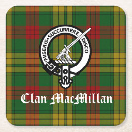 Porta-copo De Papel Quadrado Clan MacMillan Crest Crachá e Tartan