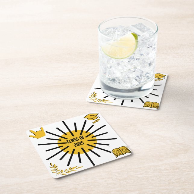 Porta-copo De Papel Quadrado Classe de 2025 - Sol (Insitu)