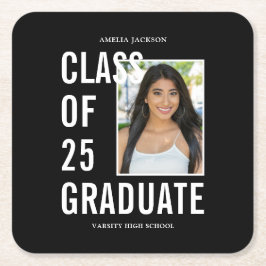 Porta-copo De Papel Quadrado Classe Preta E Branca De 25 Festas de formatura Fo