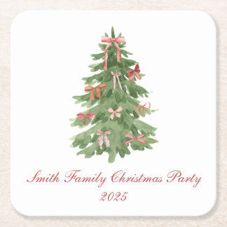 Porta-copo De Papel Quadrado Classic Bow Tree Family Christmas Party Holiday
