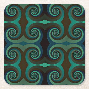 Porta-copo De Papel Quadrado Clássica arte deco preto e verde feriado