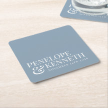 Clássico Elegante Simples Casamento Azul Poeirento