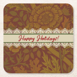 Porta-copo De Papel Quadrado Clássico Nostálgico William Morris Red Holiday