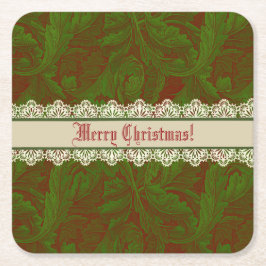 Porta-copo De Papel Quadrado Clássico Nostálgico William Morris Red Holiday