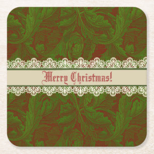 Porta-copo De Papel Quadrado Clássico Nostálgico William Morris Red Holiday