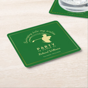 Porta-copo De Papel Quadrado Clássico Verde Dourado do Golfe Jogador Homem 60º