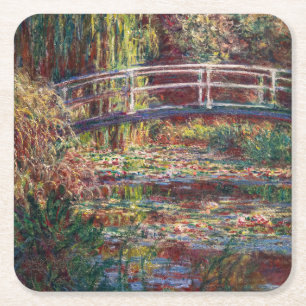 Porta-copo De Papel Quadrado Claude Monet - Lago de Nenúfares, Harmonia Rosa