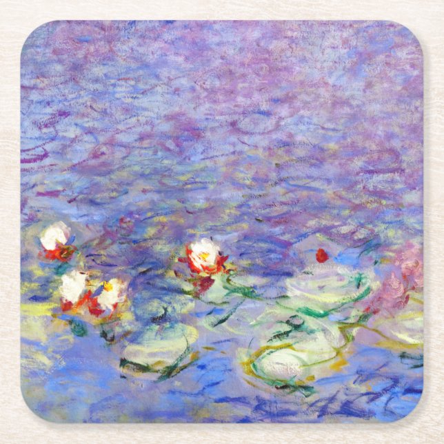 Porta-copo De Papel Quadrado Claude Monet - Lírios Hídricos (Frente)