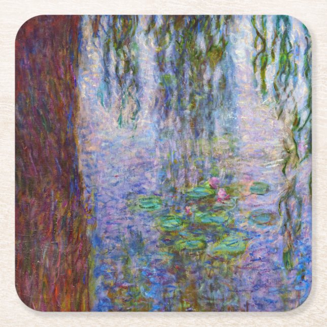 Porta-copo De Papel Quadrado Claude Monet - Lírios Hídricos (Frente)