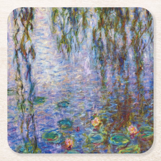 Porta-copo De Papel Quadrado Claude Monet - Lírios Hídricos (Frente)