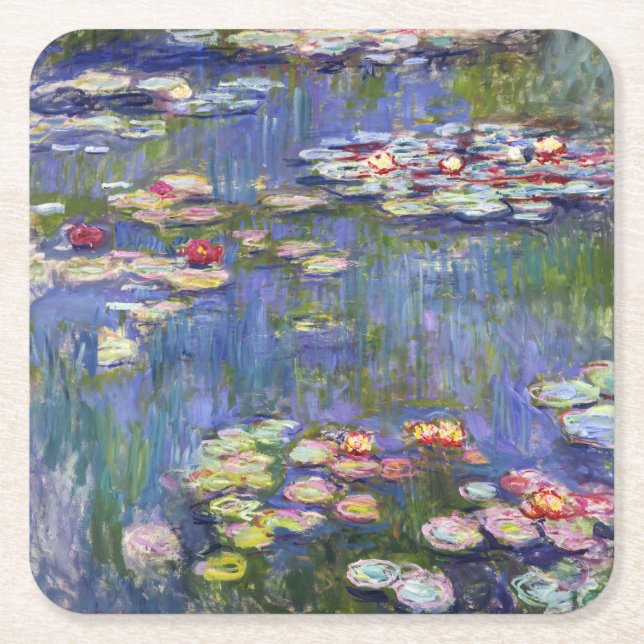 Porta-copo De Papel Quadrado Claude Monet - Lírios/Ninfas (Frente)