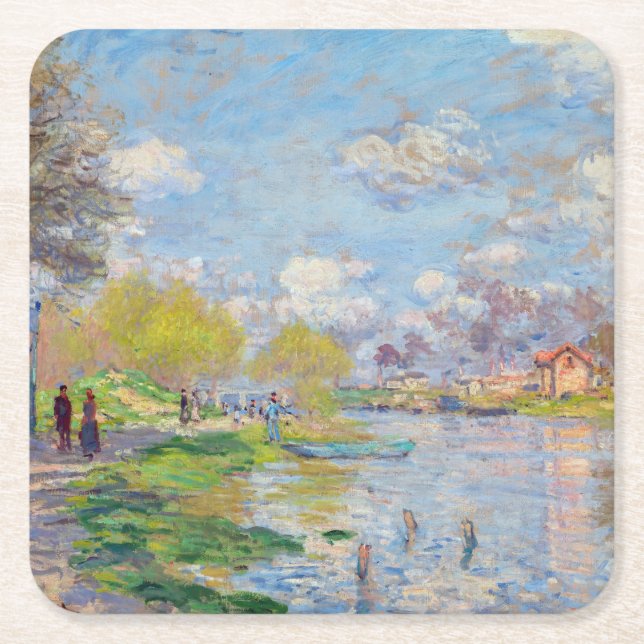 Porta-copo De Papel Quadrado Claude Monet - Primavera do Sena (Frente)