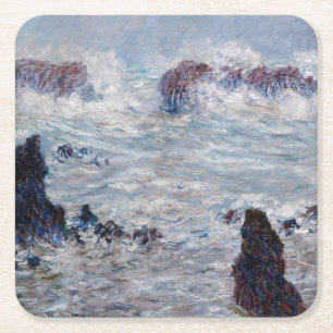 Porta-copo De Papel Quadrado Claude Monet - Tempestade na costa de Belle-Ile