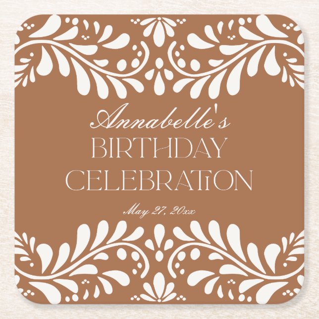 Porta-copo De Papel Quadrado Clay Talavera Azulejo Espanhol Fiesta Festa de ani (Frente)