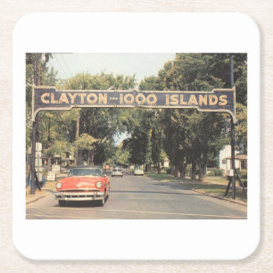 Porta-copo De Papel Quadrado Clayton Thousand Islands NY, Estilo de Vintage 195