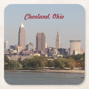 Porta-copo De Papel Quadrado Cleveland, Ohio Lake Skyline Paper Porta copos