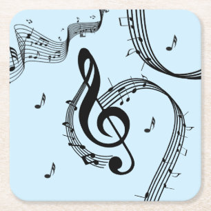 Porta-copo De Papel Quadrado Climactic G Clef Music Blue