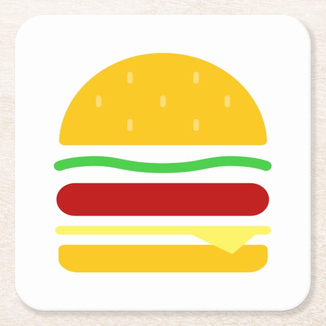 Porta-copo De Papel Quadrado Clipart de Burger (Frente)