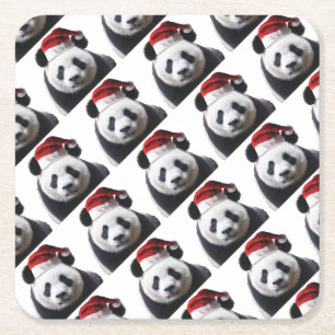 Porta-copo De Papel Quadrado Clipped-Panda-Santa-2