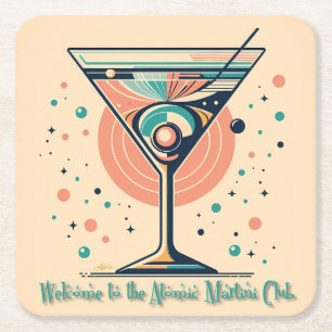 Porta-copo De Papel Quadrado Clube da Martini Atômica Retro Futurista Idade Esp