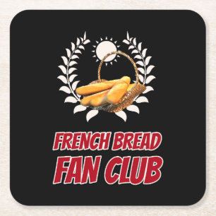Porta-copo De Papel Quadrado Clube de Fãs do Pão Francês Humor Divertido de Com