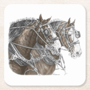 Porta-copo De Papel Quadrado Clydesdale Draft Horse Team