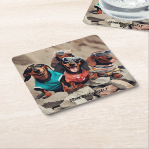 Porta-copo De Papel Quadrado Coasters de bebado com restituições