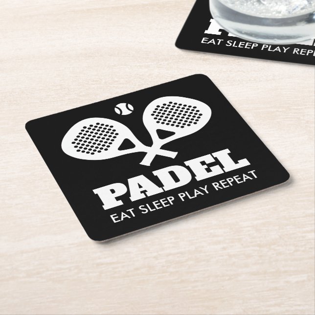 Porta-copo De Papel Quadrado Coasters engraçado para tênis de padel com logotip (Inclinado)