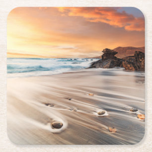 Porta-copo De Papel Quadrado Coastline Ilhas Canárias, Espanha