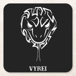 Porta-copo De Papel Quadrado Cobra de Tribal Negro e Branco