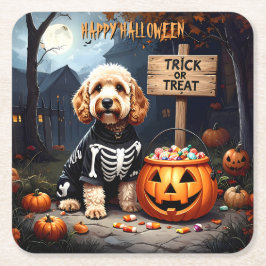 Porta-copo De Papel Quadrado Cockapoo Halloween