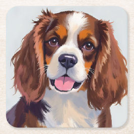 Porta-copo De Papel Quadrado Cocker Spaniel | Pintura de Cachorro Pet