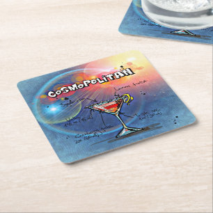 Porta-copo De Papel Quadrado Cocktail cosmopolita ( nº 2 de 12 conjuntos de re