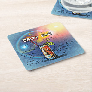 Porta-copo De Papel Quadrado Cocktail de cães salgados ( nº 6 de 12 conjuntos