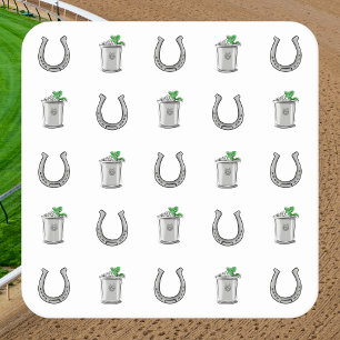 Porta-copo De Papel Quadrado Cocktails de Menta Julep e Dia de Corrida com Padr